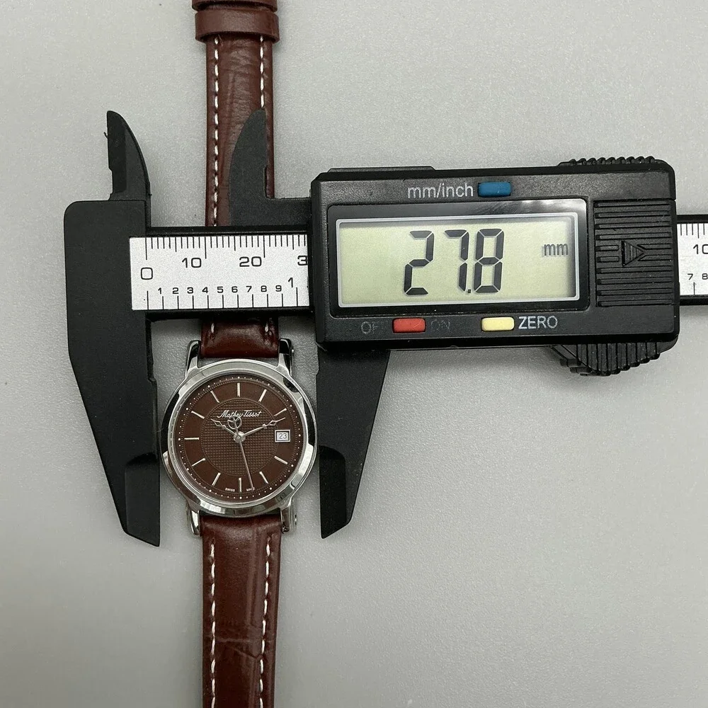 Mathey-Tissot D31186 Womens Watch 28mm Brown Dial Date Leather Swiss New Battery